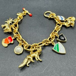 J Crew Gold Crest Charm Bracelet